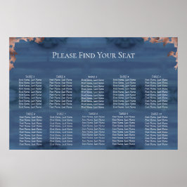 Moody Blue Wedding Seating Chart Poster