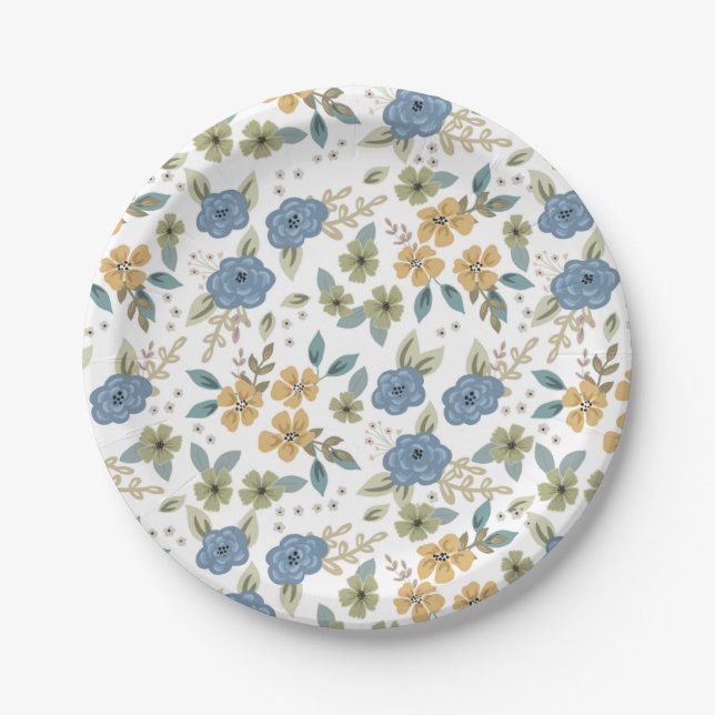 Moody Blues Floral Party Plate Pappteller (Vorderseite)