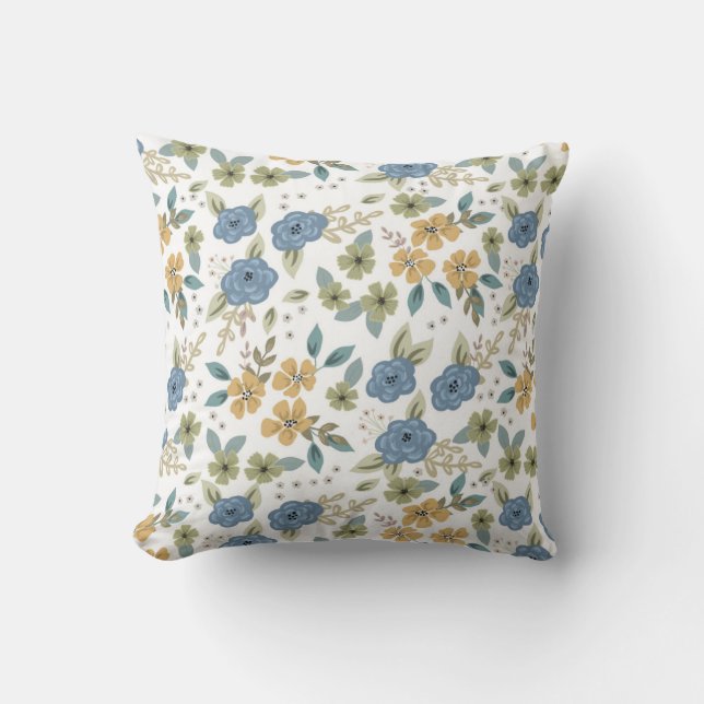 Moody Blues Floral Throw Kissen (Vorderseite)