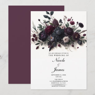 Moody Blume Elegante Blumenhochzeit Einladung