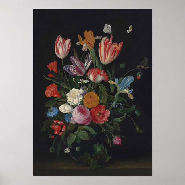 Moody Blume, Vintage Blumenkunst Poster (Vorne)