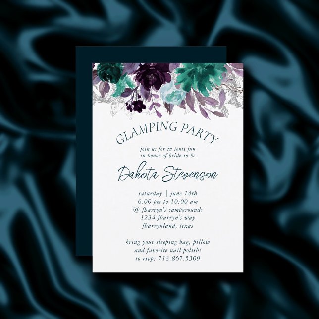 Moody Boho | Aquamarin Dark Floral Garland Glampin Einladung (Von Creator hochgeladen)