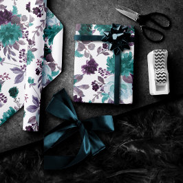 Moody Boho | Aquamarin Türkis und Lila Monogramm Geschenkpapier