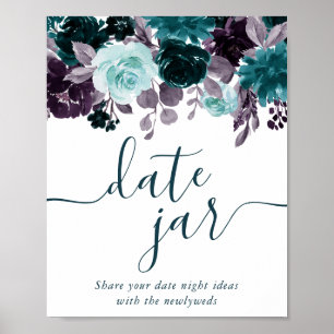 Moody Boho   Aquamarin und Eggplant Lila Datum Jar Poster