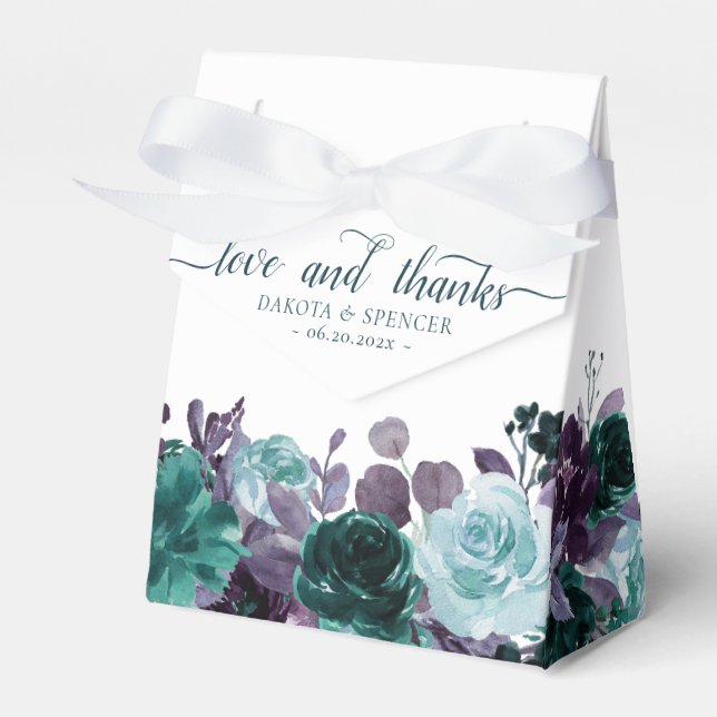Moody Boho | Aquamarine türkisblaue Liebe und Dank Geschenkschachtel (Vorderseite)