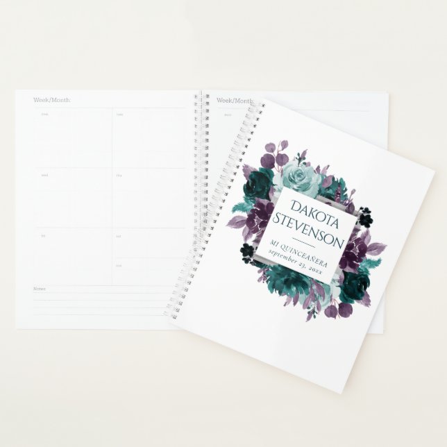 Moody Boho | Aquamarine und Lila Dunkelblume Planer (Anzeige)