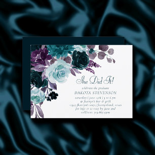Moody Boho   Aquamarine und Lila dunkle Rose Einladung