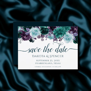 Moody Boho   Aquamarine und Lila Rose Eggpflanze G Save The Date