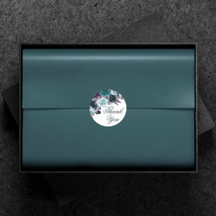 Moody Boho   Aquamarine und türkisfarbene Flora Vi Runder Aufkleber