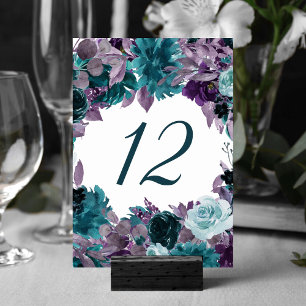 Moody Boho Aquamariner türkisfarbener Silberrahm Tischnummer