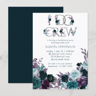 Moody Boho   Aquamarines floral I Crew Brautparty Einladung