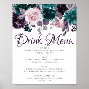 Moody Boho   Aubergine Lila Blumen Getränkewahl Poster