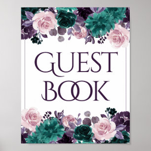 Moody Boho   Aubergine Lila Türkis Gästebuch-Signi Poster
