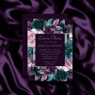 Moody Boho   Dark Eggplant Lila Blumendusche Einladung