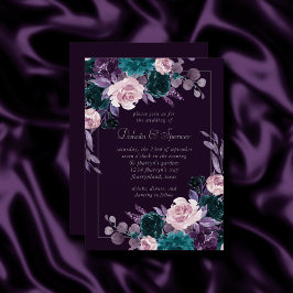 Moody Boho | Dark Eggplant Lila und Aquamarin Bouq Einladung