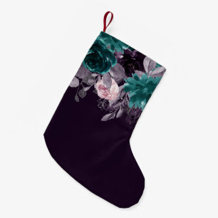 Moody Boho Dunkle Aubergine Lila und Aquamarin Kleiner Weihnachtsstrumpf