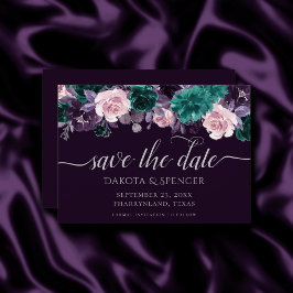 Moody Boho | Dunkle Aubergine Lila und Aquamarin Save The Date