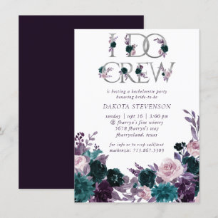 Moody Boho Eggplant Aquamarin I Crew Brautparty Einladung