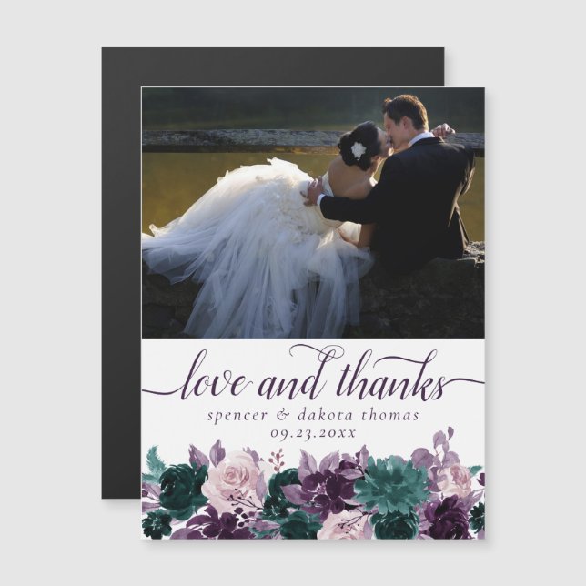 Moody Boho | Eggplant Aquamarines Foto Danke Magne Magnetkarte (Vorne/Hinten)