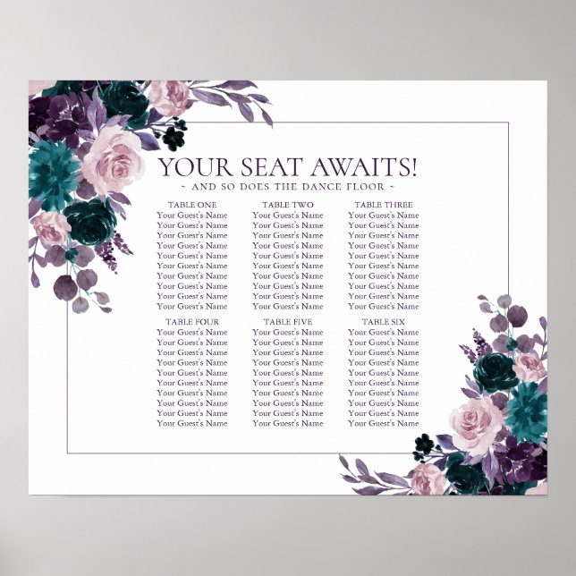 Moody Boho | Eggplant Lila 8 obere Sitztabelle Poster (Vorne)