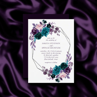 Moody Boho | Eggplant Lila Blumengeometrie Einladung