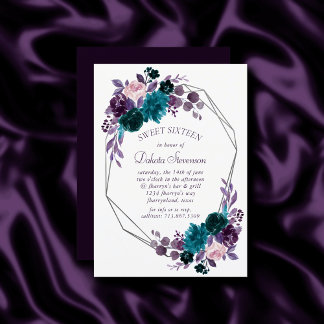 Moody Boho | Eggplant Lila Bouquet 16 . Geburtstag Einladung
