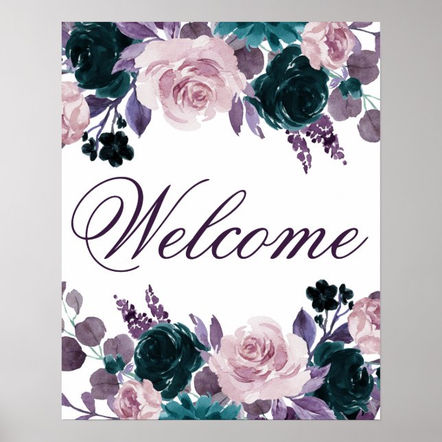 Moody Boho | Eggplant Lila Floral Quinceanera Poster (Vorne)