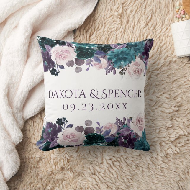 Moody Boho | Eggplant Lila Mauve Floral Wedding Kissen (Decke)