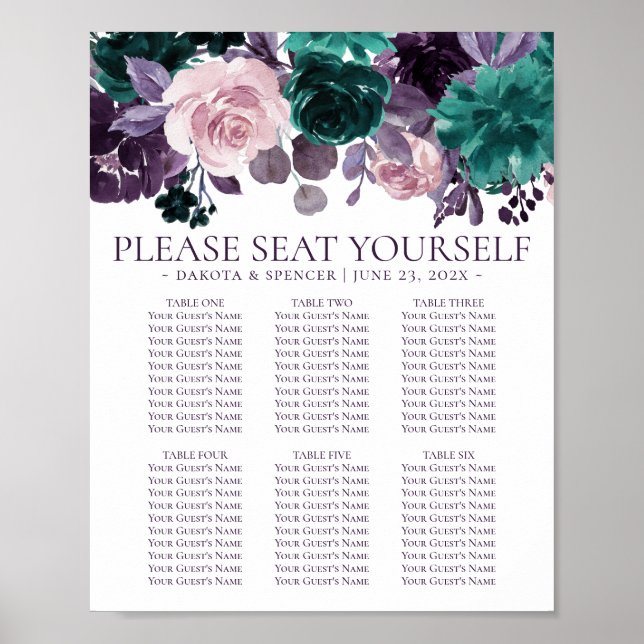 Moody Boho | Eggplant Plum Floral Seebügel Self Ch Poster (Vorne)