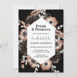 Moody Boho Floral Pink & Black Brautparty Einladung
