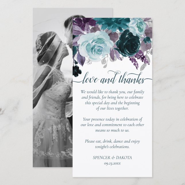 Moody Boho | Foto für Aquamarine und Lila Rose von Dankeskarte (Vorne/Hinten)