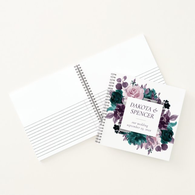 Moody Boho | Gästebuch Eggplant und Aquamarines Fo Notizbuch (Innenseite)