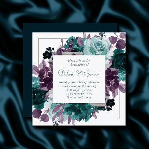 Moody Boho   Hochzeit des Aquamarinen Quadrats Einladung