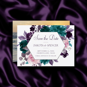 Moody Boho Lila Blumenrahmen Save The Date