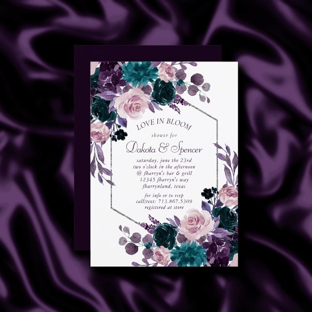 Moody Boho | Lila florales Brautparty von Eggplant Einladung (Von Creator hochgeladen)