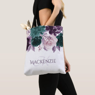 Moody Boho   Lila und Aquamarine Rose von Eggplant Tasche