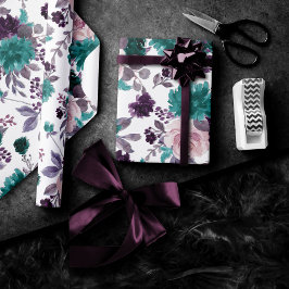 Moody Boho | Muster für Lila und Aquamarine Rose Geschenkpapier