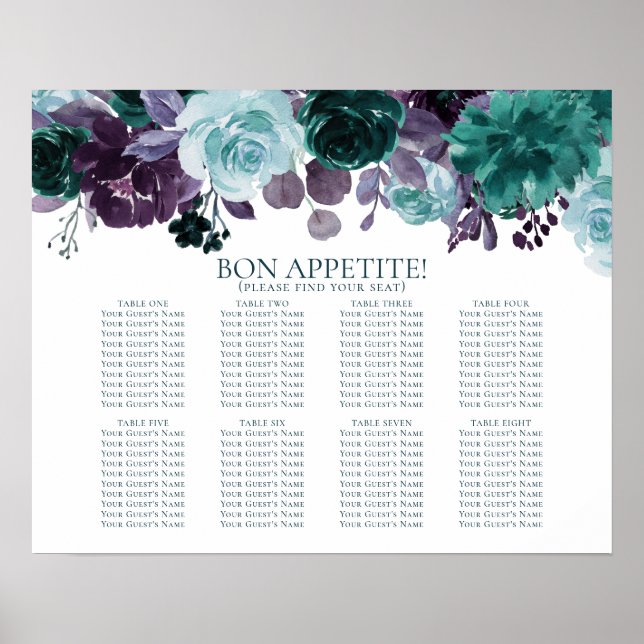 Moody Boho | Tableau de sièges Bouquets floraux Tu (Devant)