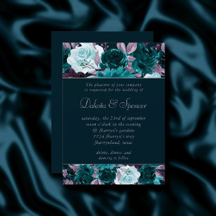 Moody Boho   Tief Aquamarin Türkis Lila Garland Einladung