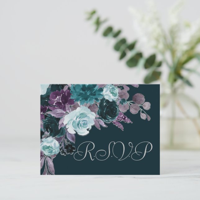 Moody Boho | Tief Aquamarin Türkis Lila UAWG Postkarte (Stehend Vorderseite)