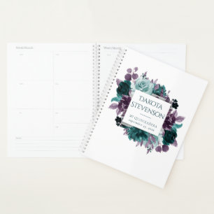 Moody Boho Turquoise et violet floral foncé pers