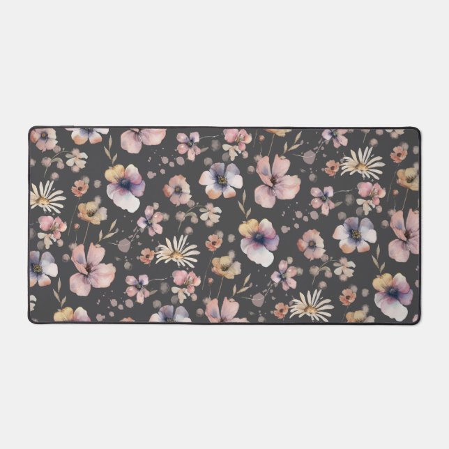 Moody Boho Watercolor Blush Wildflowers Pattern  (Recto)