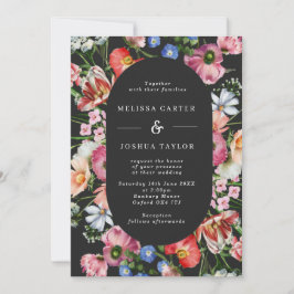 Moody Bold Floral Arch Oval Wedding Einladung