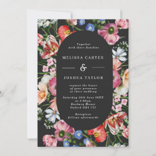 Moody Bold Floral Arch Oval Wedding Einladung