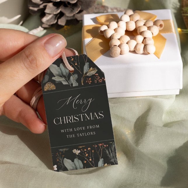 Moody Botanische Personalisierte Weihnachtsgeschen Geschenkanhänger (Von Creator hochgeladen)