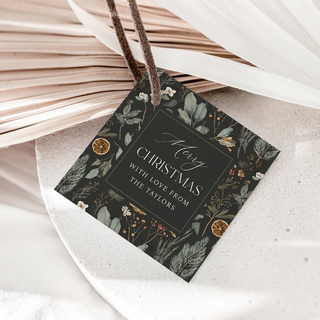 Moody Botanische Personalisierte Weihnachtsgeschen Geschenkanhänger (Von Creator hochgeladen)