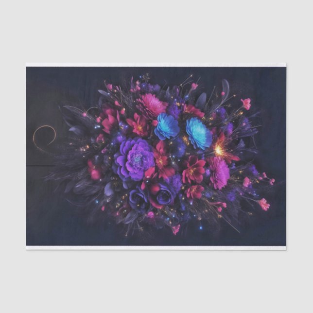 Moody Bouquet dunkle Blume lila rosa blau Seidenpapier (Vorderseite)