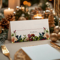 Moody Bourgogne Floral hiver Mariage Place Cartes