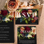 Moody Burgund und Black Winter Floral Wedding RSVP Karte<br><div class="desc">Moody Burgundy Floral Wedding Collection, eine faszinierende Fusion von tiefen, reichen Farben. Mit seinen marineblauen, smaragdgrünen und gotischen schwarzen Variationen ist diese Kollektion perfekt für jedes juwelenfarbene Hochzeitsthema geeignet. Von zauberhaften Einladungen bis hin zu koordinierten Schreibwaren, erfassen unsere Designs das Wesen von Romantik und Drama. Entspannen Sie Ihren Hochzeitstag mit...</div>