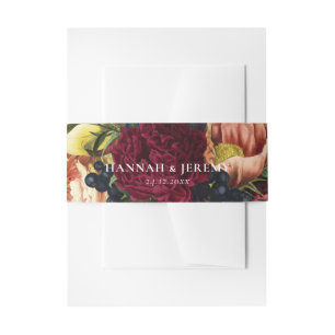 Moody Burgundy Winter Floral Wedding Einladungsbanderole